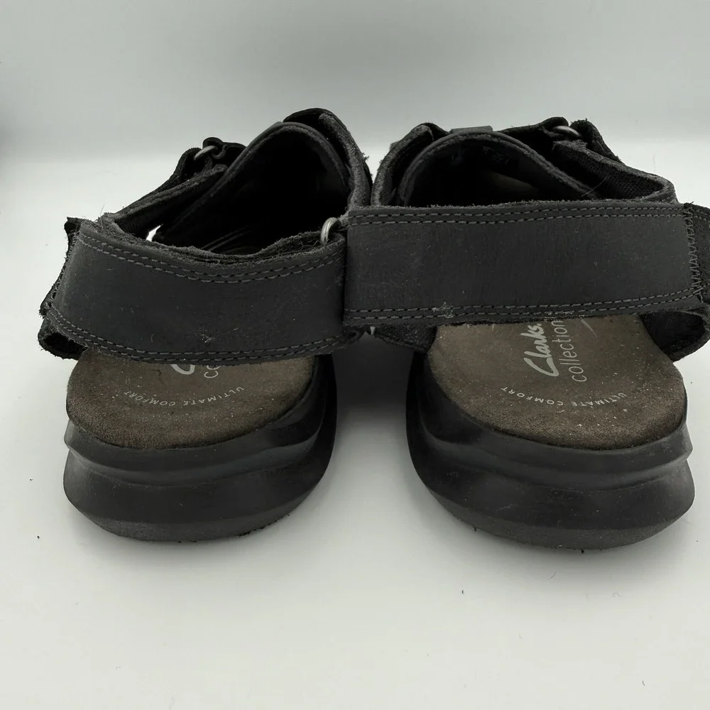 Clarks‎ Collection Sandals Mens 10M Hapsford Cove Fisherman Black Leather Casual